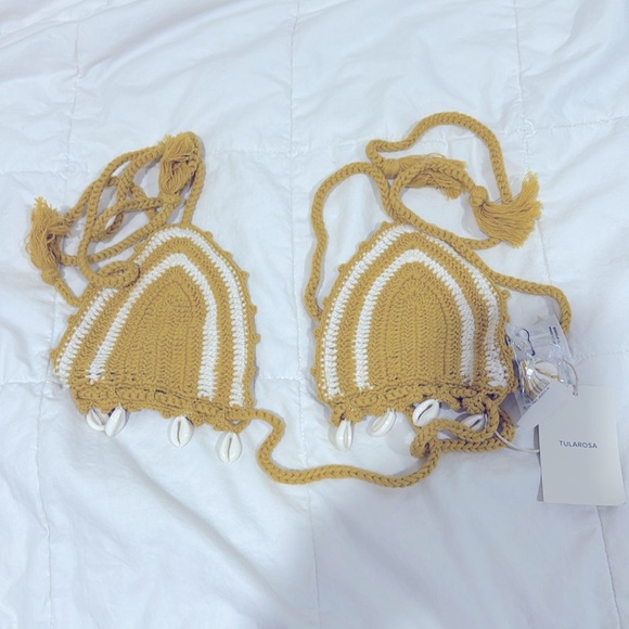 TULAROSA REMY Crochet Shell Embellished Swim Bikini Top sz M - Picture 5 of 6